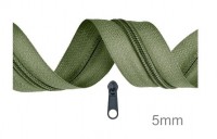 3 Meter Endlos-Reissverschluss 5mm - olivgrün (170)-  inkl. 12 Zipper