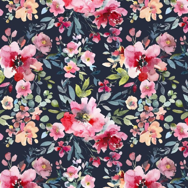 Digitaldruck rosa-mehrfarbig Blumen Baumwolle-Popeline 