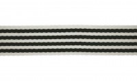 Baumwoll-Gurtband 40mm - schmale Streifen -weiss/schwarz - SOFT