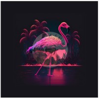Kunstleder Panel "Flamingo" - 14x14 cm