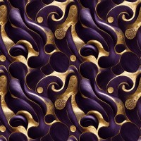Kunstleder bedruckt - Swirl purple/gold - Eigenproduktion