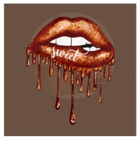 Panel "Glitter Lips orange sweet" aus Kunstleder - 40x40 cm