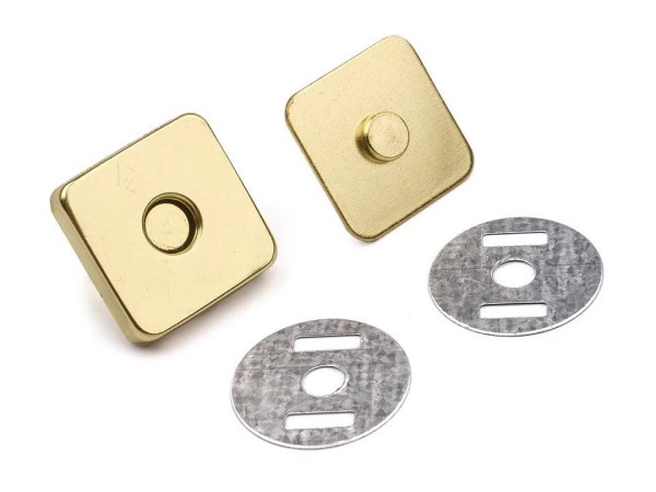 Magnetverschluss - 18x18 mm - eckig - goldfarben (2 Sets)