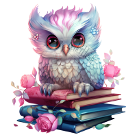 Bügelbilder - "Fairy Owl with Books" - versch. Größen