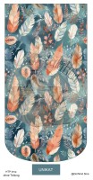 Kunstleder Schnittmuster-Panel "HTP Irma" - Boho Feathers blue/apricot