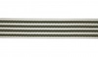 Baumwoll-Gurtband 40mm - schmale Streifen -weiss/oliv - SOFT