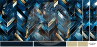 Kunstleder Kombi-Panel Flotter Shopper - Geometrics blau/gold- 45x95 cm