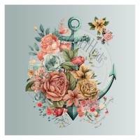 Kunstleder Panel "Anker Flowers" - 25x25 cm