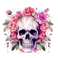 Bügelbilder - "Flower Skull" - versch. Größen