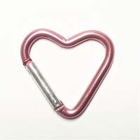 Karabiner- "Herz" - aus Aluminium - rosa - 40x45 mm