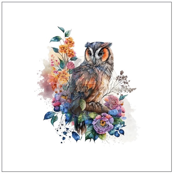 Kunstleder Panel "Watercolor Owl" - 19x19 cm