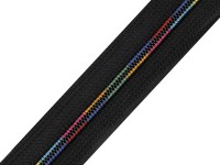 Endlos-Reissverschluss 6mm - regenbogen schwarz inkl. 3 Zipper