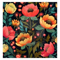 Kunstleder Panel "Colorful Blossom4" - 40x40 cm