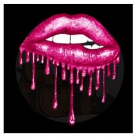 Panel "Glitter Lips pink"  aus Kunstleder - 14x14 cm