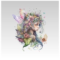 Kunstleder Panel - "Fairy Girl"   -  14x14 cm - Motiv 4