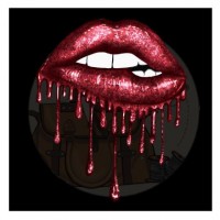 Panel "Glitter Lips bloody red"  aus Kunstleder - 25x25 cm