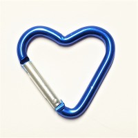 Karabiner- "Herz" - aus Aluminium - blau - 40x45 mm
