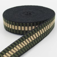 Gurtband "Kacheln" - 30mm - schwarz/olivgrün/natur