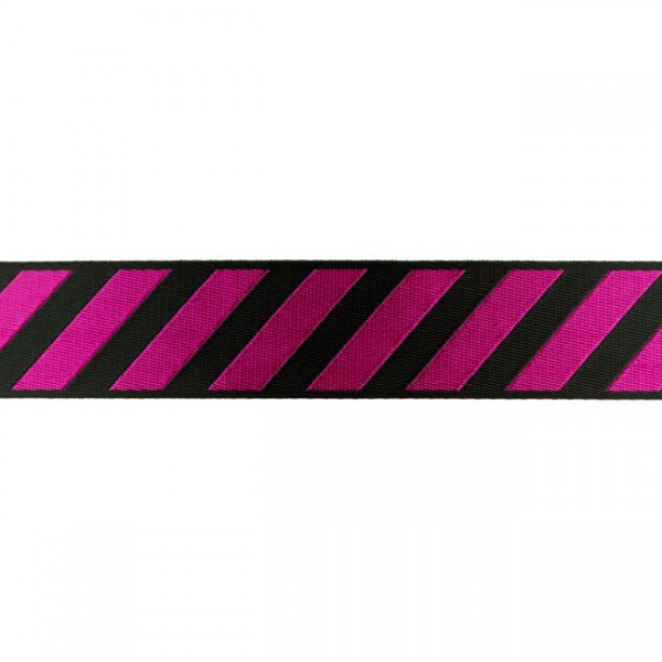 Glanz-Gurtband - 40 mm - Streifen - schwarz/pink
