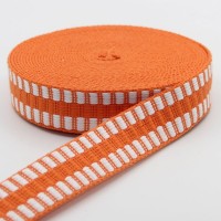 Gurtband "Kacheln" - 30mm - orange/weiss