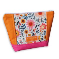 OUTDOORSTOFF Panel / Nähset "KrimsKrams-Bag" - Flowers pink/orange