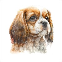 Kunstleder Panel - "Puppy Cavalier King Charles welpe Motiv9 - 25x25 cm