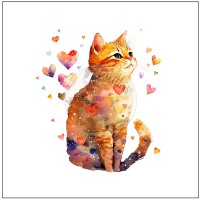 Kunstleder Panel "Cat in Love" - 19x19 cm