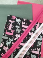 Taschen-Nähset "Cats" - rosa/grau