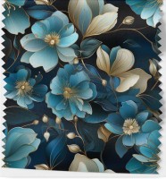 Wasserdichter Canvas - "Flowers blue/gold"- Eigenproduktion
