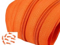 3 Meter Endlos-Reissverschluss 5mm - orange -  inkl. 12 Zipper