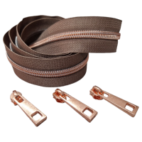 Endlos-Reissverschluss taupe/roségold- metallisiert - 5mm - inkl. 3 Zipper