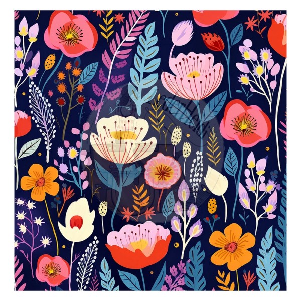 Kunstleder Panel "Colorful Blossom3" - 40x40 cm