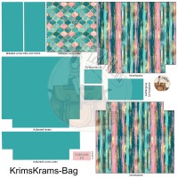 OUTDOORSTOFF Panel / Nähset "KrimsKrams-Bag" - Geometrics rosa/türkis