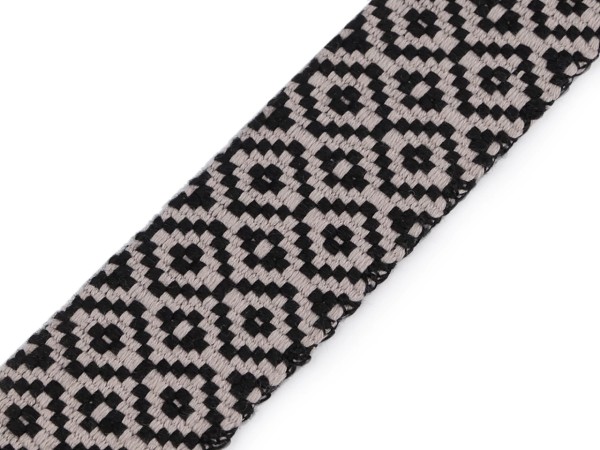 Gurtband "Geometric - schwarz/grau" beidseitig - 50 mm
