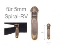 Metallzipper altmessing schmal gewölbt - für 5mm Spiral-Reissverschluss
