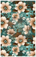 Kunstleder Panel  für Geldbörsen "Flowers teal & brown" - 25x40 cm