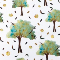Baumwoll - Popeline digital - "Bäume" - türkis - Snoozy Fabrics®