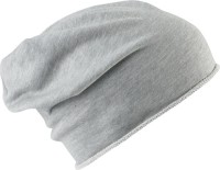 Beanie Mütze mit Rollrand - hellgrau - 100% Baumwolle