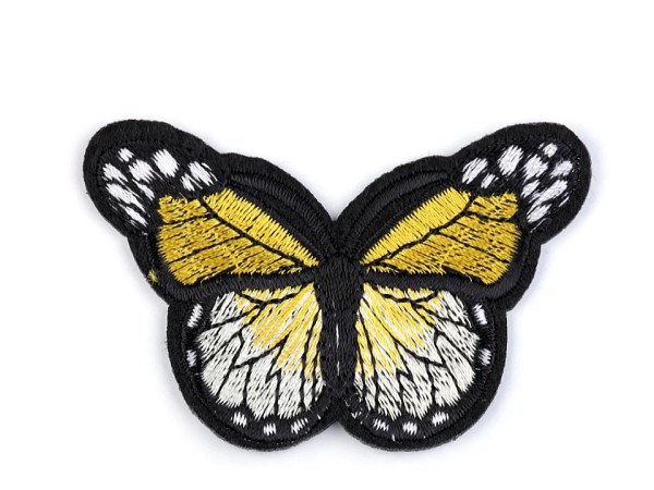 Aufbügler / Aufnäher - "Schmetterling" - groß - 48x70 mm - gelb