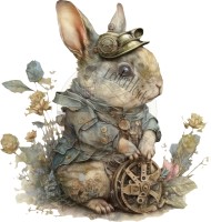 Bügelbilder - "Steampunk Bunny01" - versch. Größen