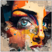 Kunstleder Panel "Abstract Eye4"- 14x14 cm