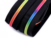 Endlos-Reissverschluss 6mm - regenbogen schwarz-  inkl. 4 Zipper