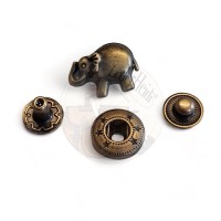 Metall-Druckknöpfe 12 mm - altmessing "Elefant"