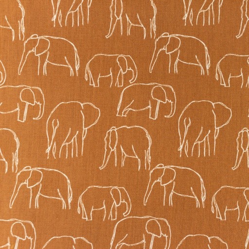 Baumwoll - Popeline- "Elefanten" Strichzeichnung - rost - Snoozy Fabrics®