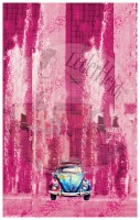 Kunstleder Panel  für Geldbörsen "Auto pink" - 25x40 cm
