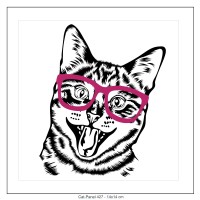 Kunstleder-Panel "Katze mit Brille"  (427) - 19x19 cm
